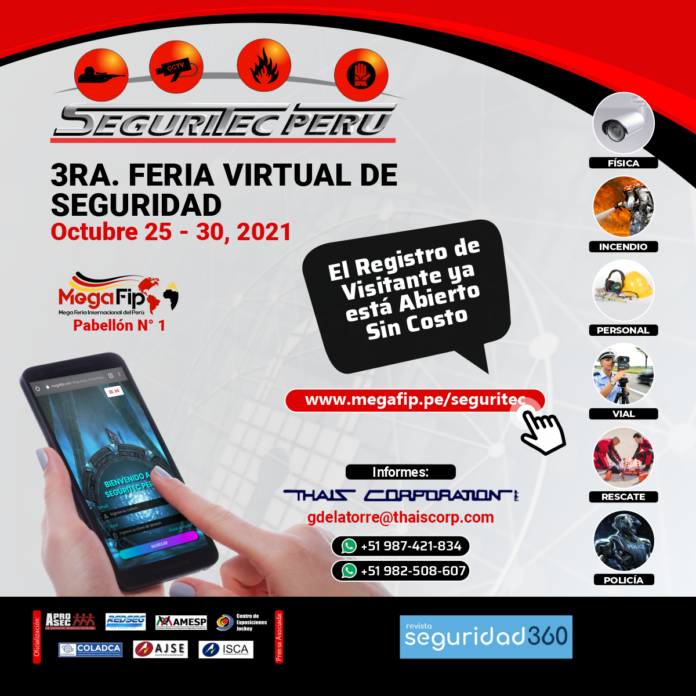 La 3ra edición virtual de Seguritec Perú se ejecutará del 25 al 30 de octubre 2021